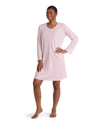 Women's Long-Sleeve Honeycomb Knit Nightgown