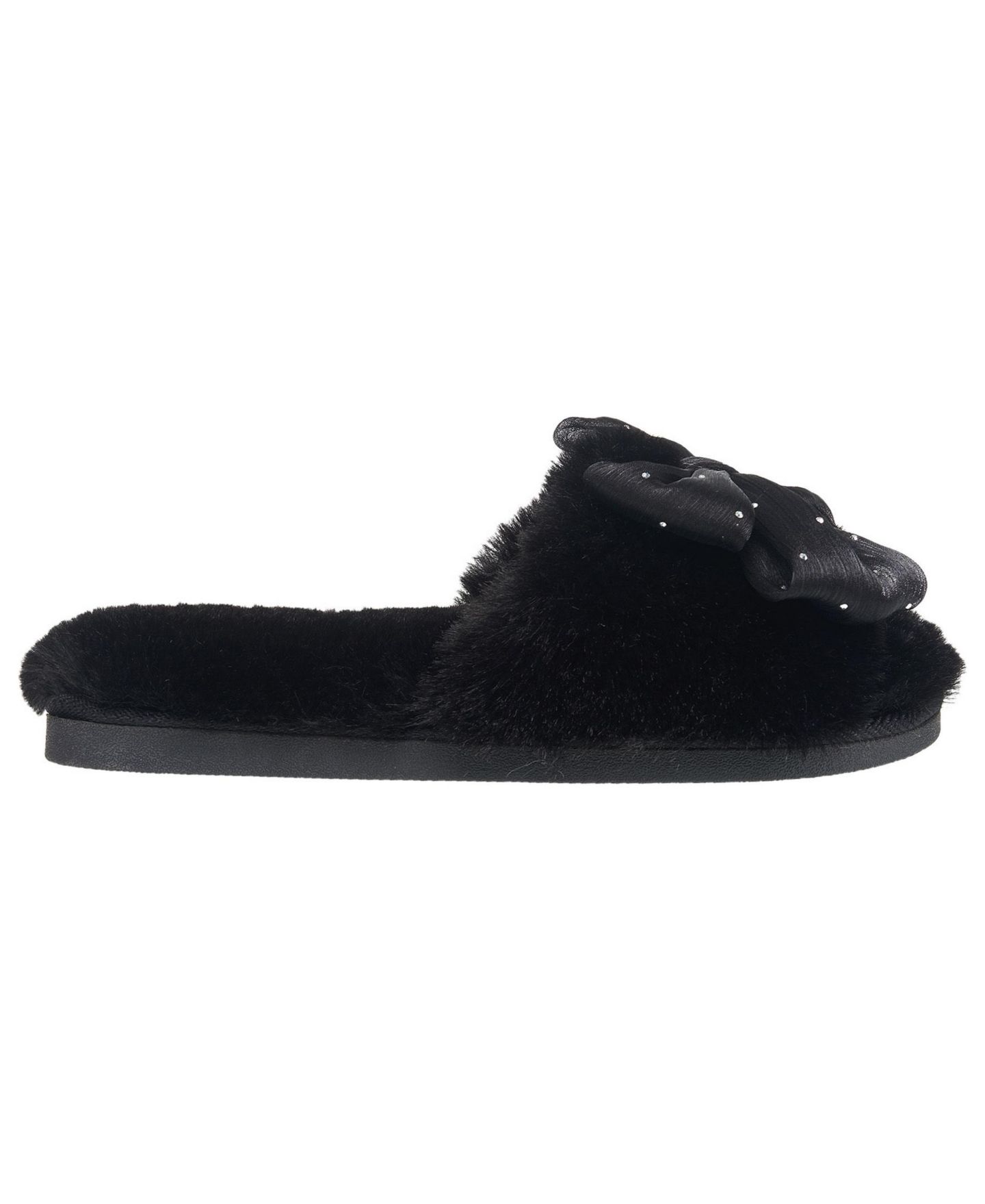 Женские тапочки Thalia Sodi Blingbo Faux Fur Bling Bow Slipper, цвет: Чёрный — фото 2