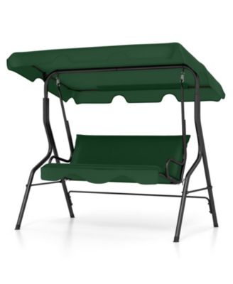 67.5 Inch 3-Seat Metal Outdoor Patio Swing with Adjustable Canopy and Removable Cushions