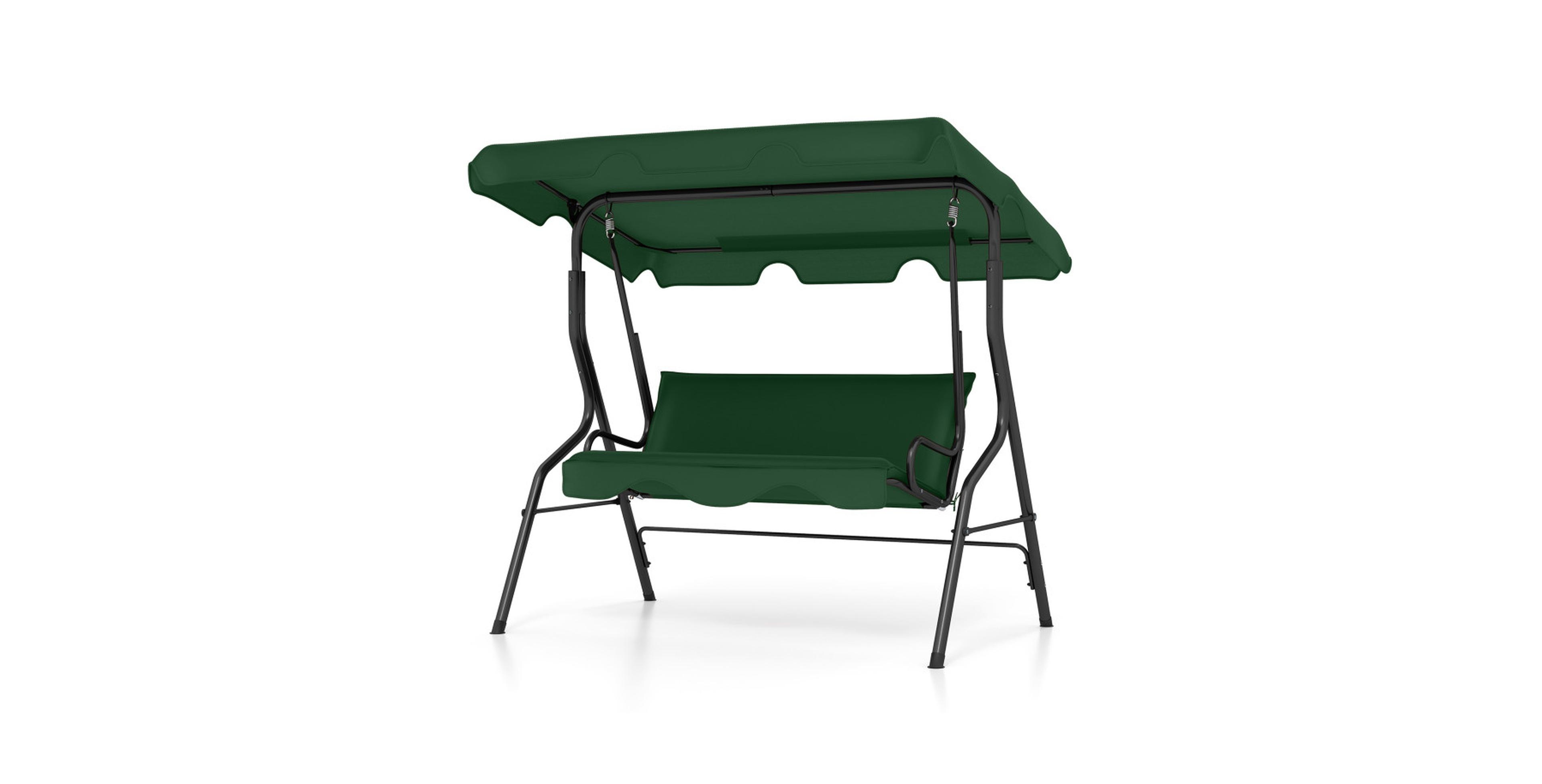 Sugift 67.5 Inch 3-Seat Metal Outdoor Patio Swing with Adjustable Canopy and Removable Cushions