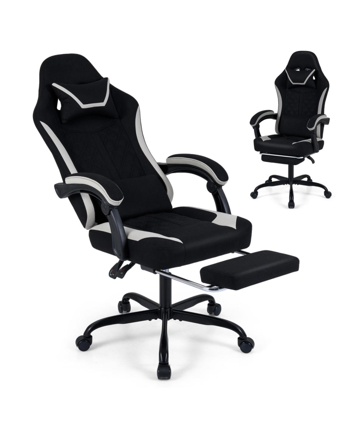Mecale Gaming Chair Height Adjustable Computer Chair with Headrest Footrest and 360degree(s) Swivel Seat