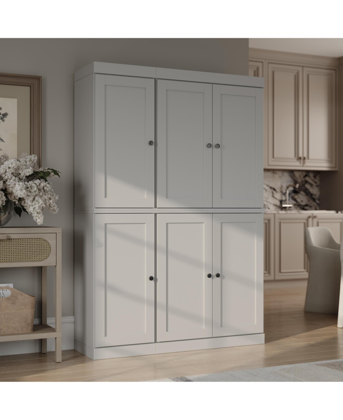 Palace Imports 100% Solid Wood 48.5" Pantry Cabinet with Shaker Doors & Adjustable Shelves - Off white