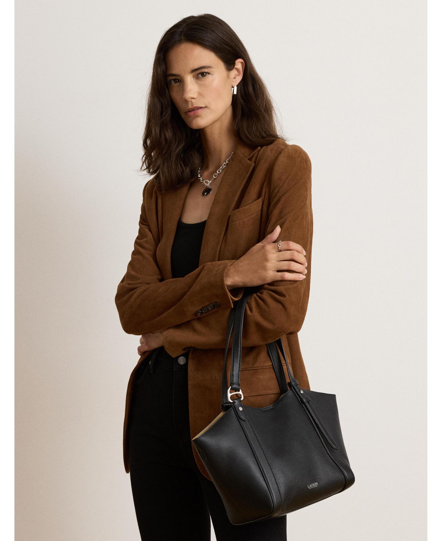 Женская сумка Lauren Ralph Lauren Tasha Small Leather, цвет: Чёрный — фото 2