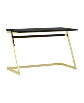 47.25-Inch Brass-Plated Frame with USB Writing Desk