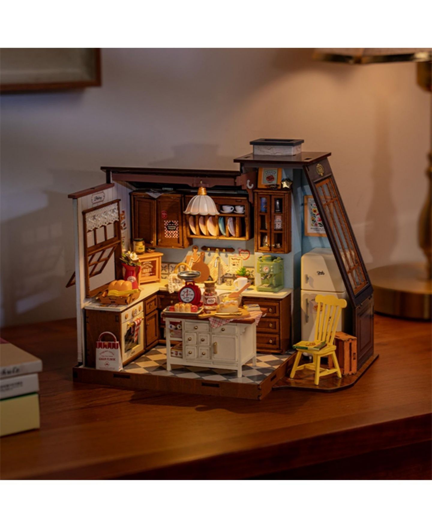Детские аксессуары для кукол Robotime Baking Kitchen Wooden 3D Puzzle Dollhouse Kit, Ages 14+ — фото 6