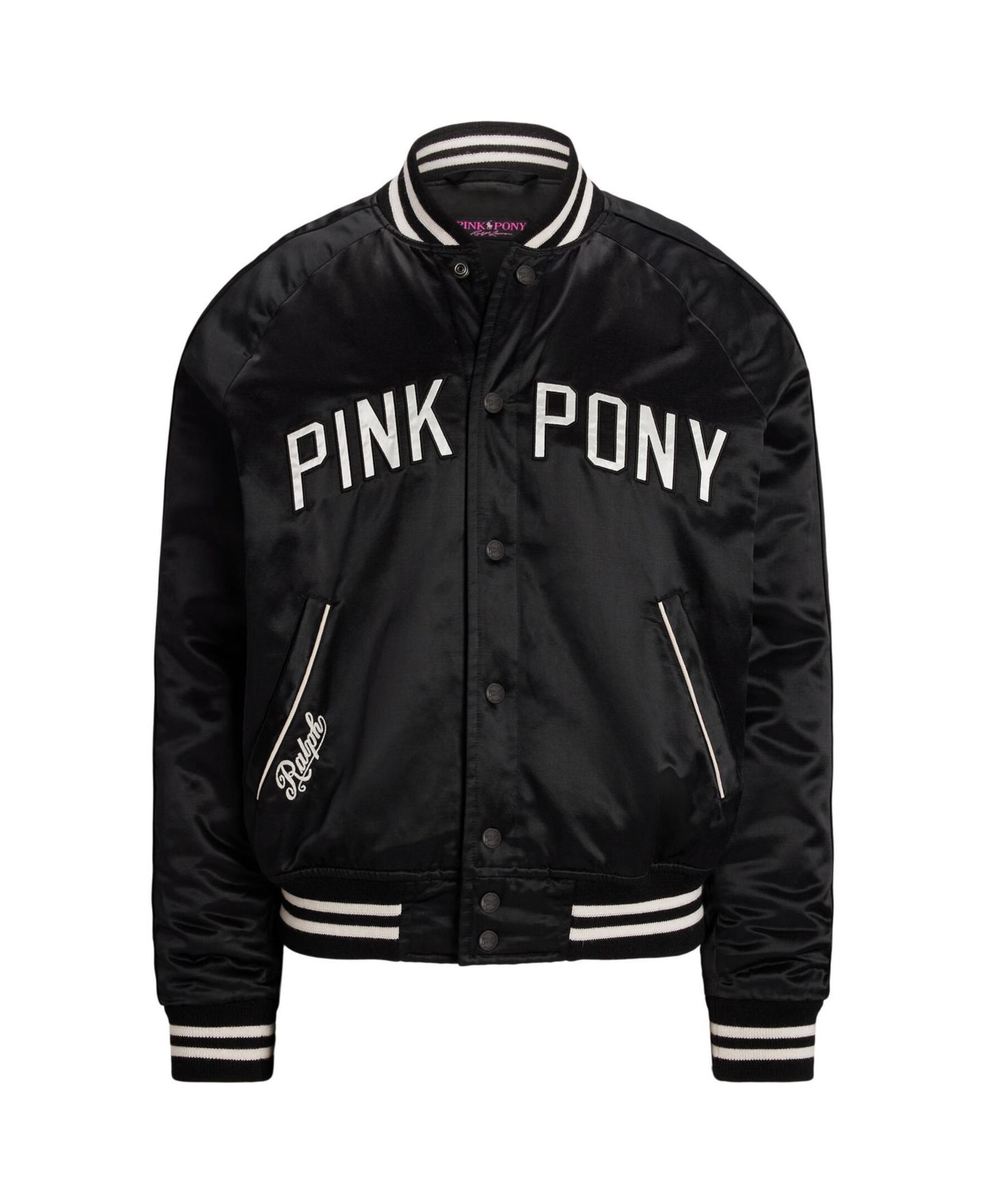 Куртка Polo Ralph Lauren Unisex Pink Pony Satin Baseball, цвет: Чёрный — фото 6