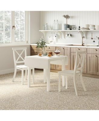 Eastern Tides Coastal Wire-Brushed Acacia Three Piece Cross-Back Dining Set