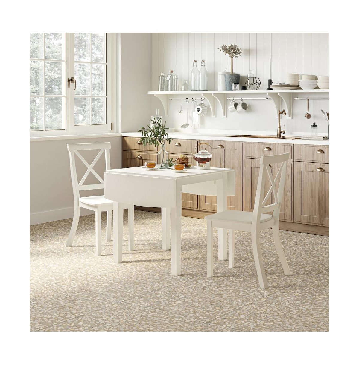 Jofran Eastern Tides Coastal Wire-Brushed Acacia Three Piece Cross-Back Dining Set - Brushed white
