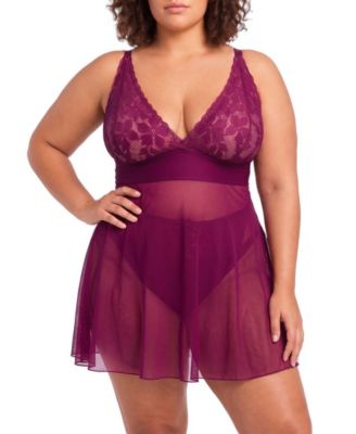 Plus Size Ava Lace Wireless V-Neck Babydoll
