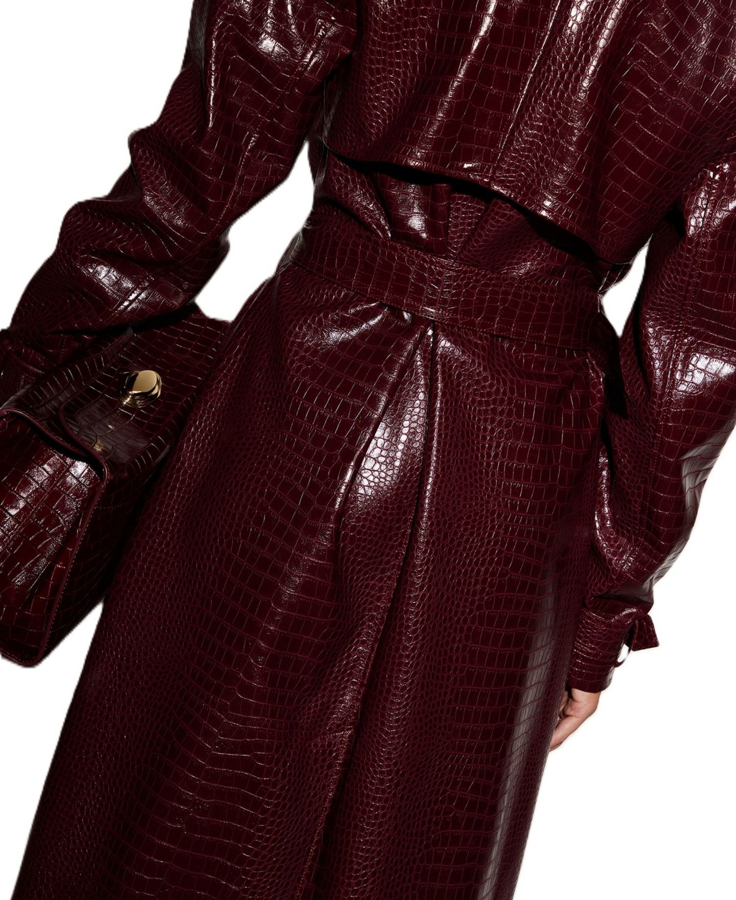 Женское пальто GUESS Long Belted Trench Faux Leather, цвет: Красный — фото 7