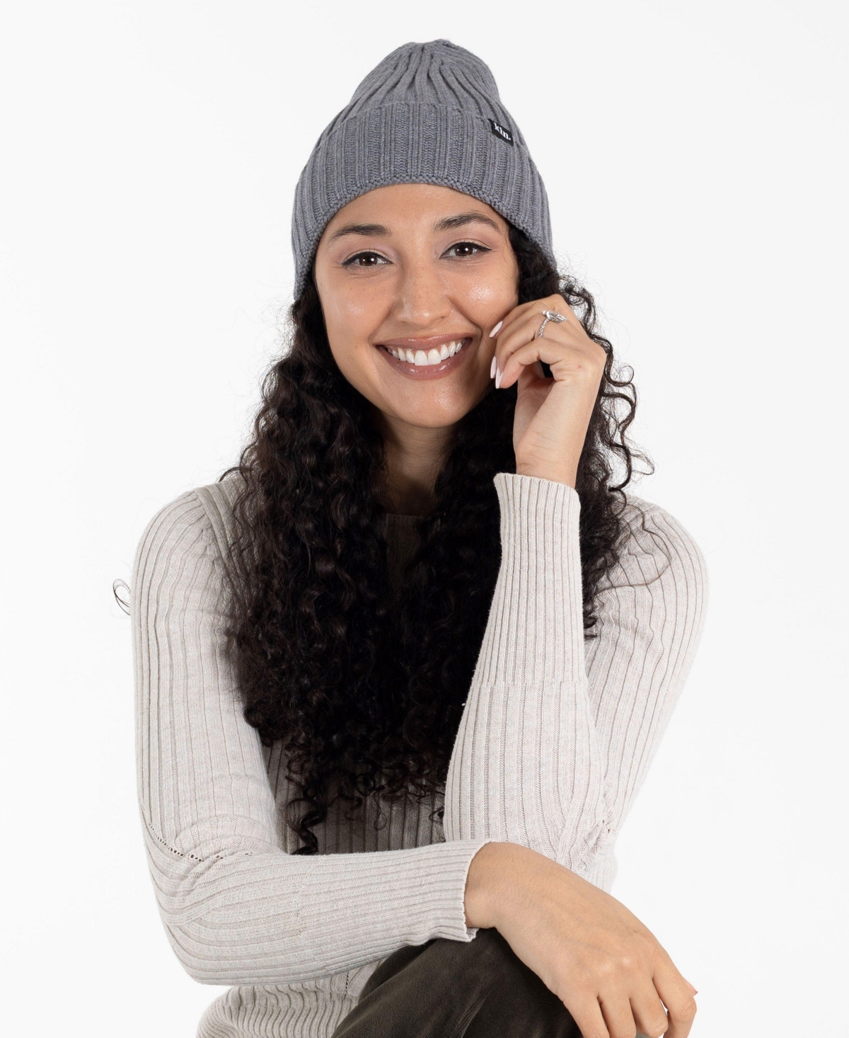 Kin Apparel Satin-Lined Ribbed-Knit Beanie - Dark grey