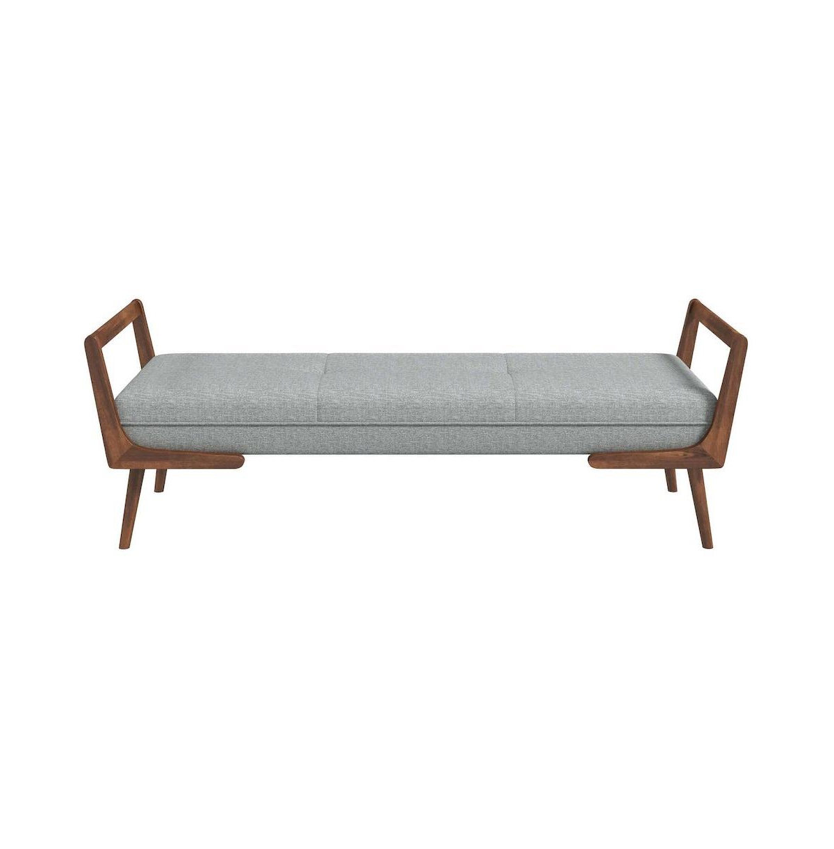 FurniFact Gray Fabric Bench with Solid Wood Frame, Foam Cushions, Modern Entryway Bench