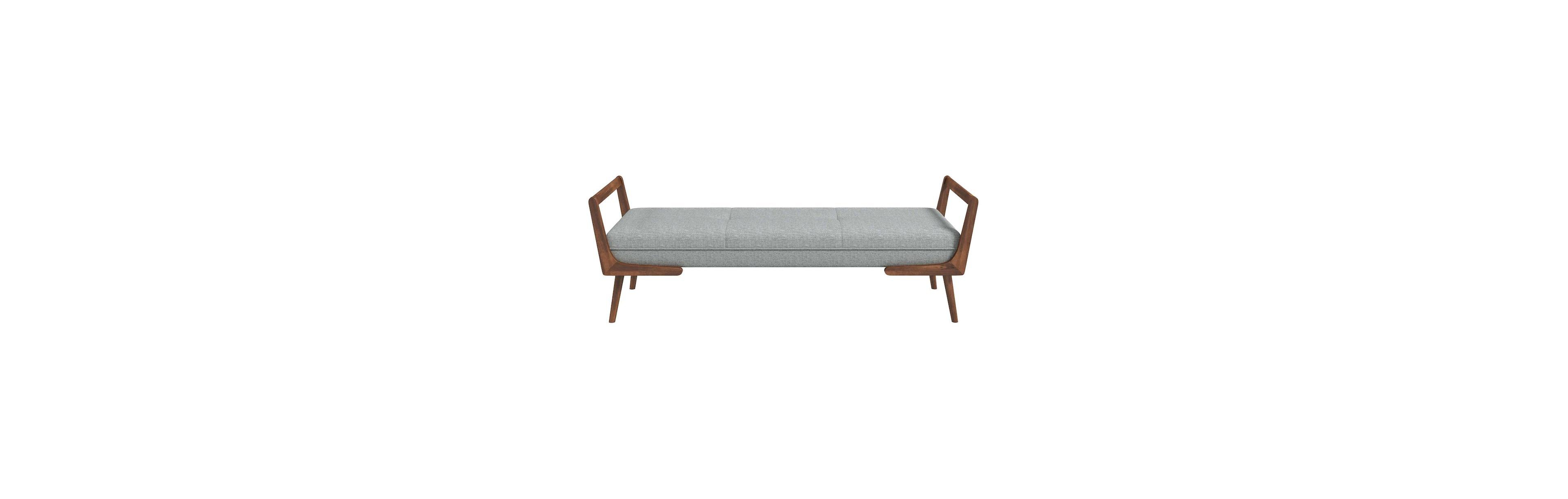 FurniFact Gray Fabric Bench with Solid Wood Frame, Foam Cushions, Modern Entryway Bench