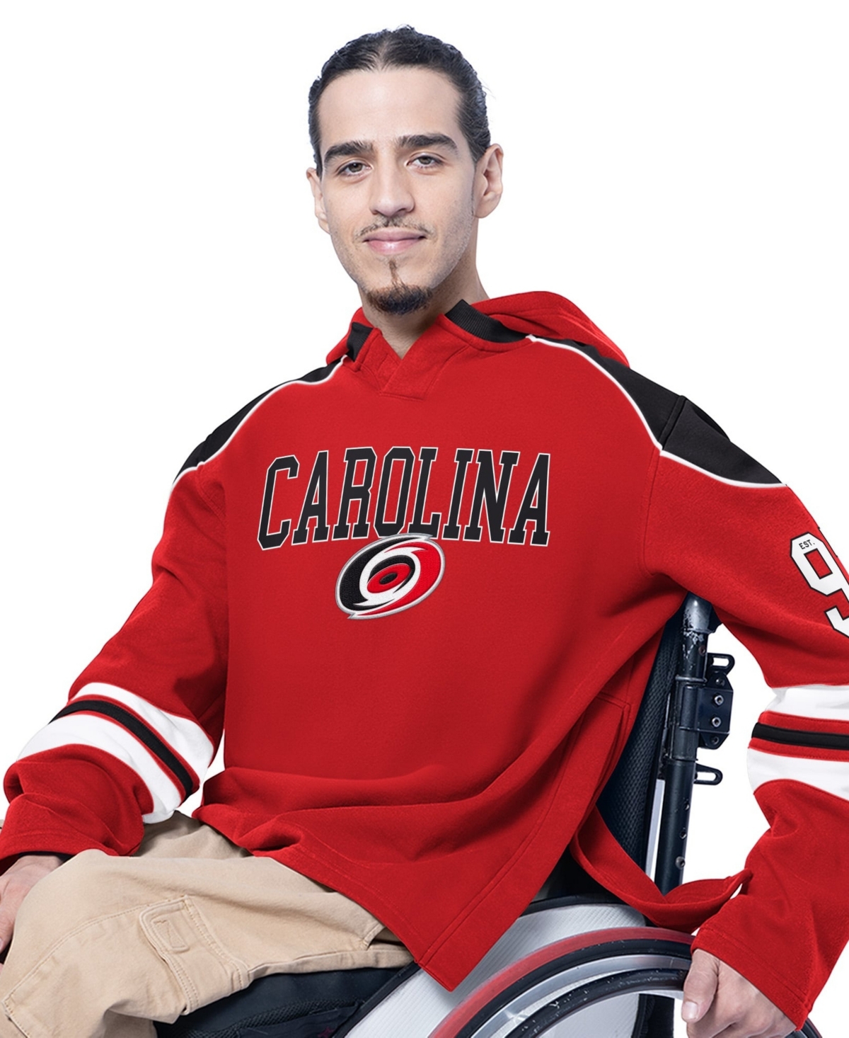 G-iii Sports by Carl Banks Men's Red Carolina Hurricanes Adaptive Wear Lord Stanley Hooded Long Sleeve Sweatshirt