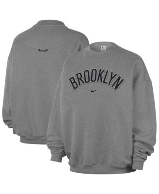 Men's Dark Heather Gray Brooklyn Nets Standard Issue Wordmark Fleece Therma-Fit Sweatshirt