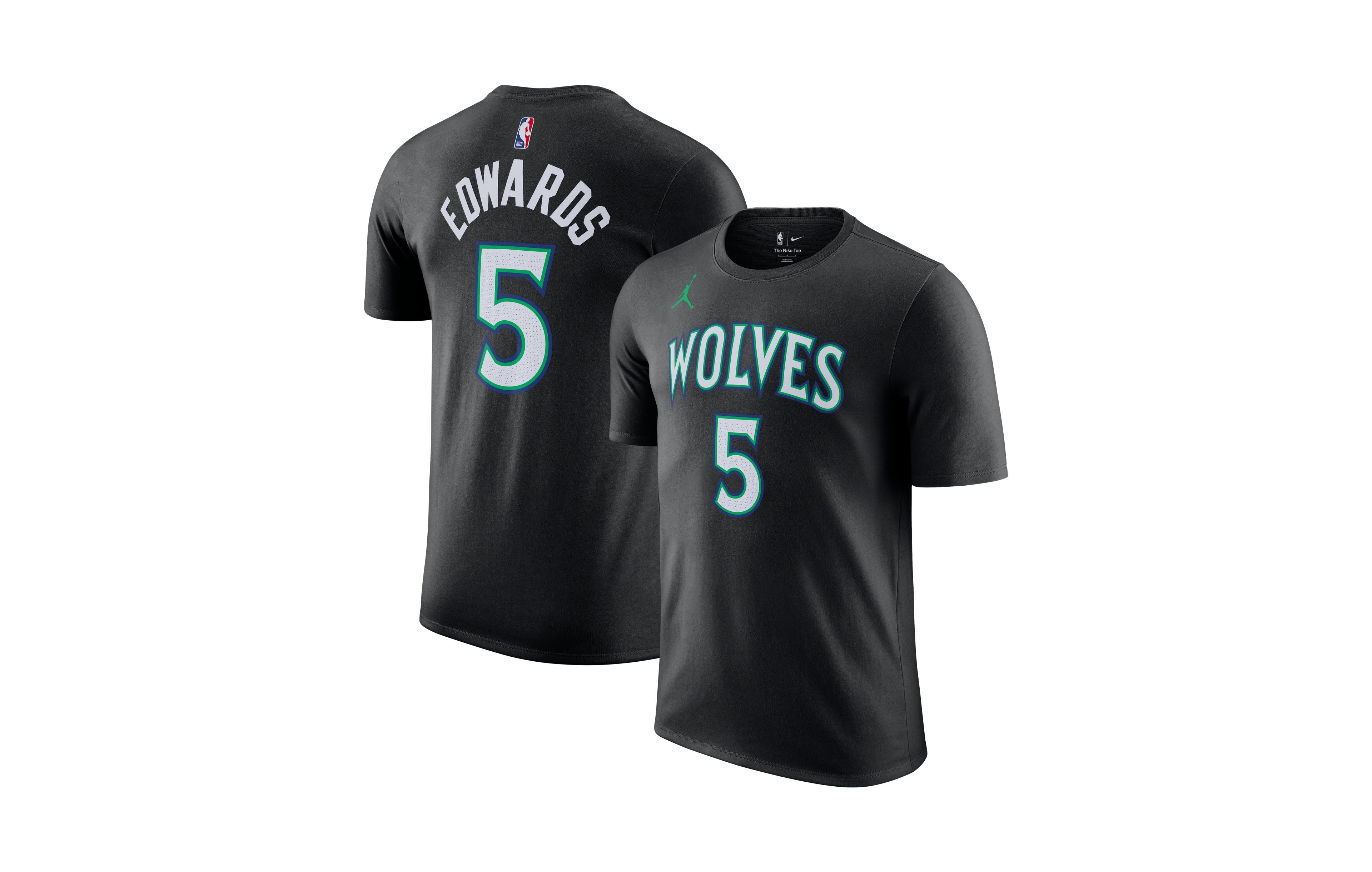 Jordan Men's Anthony Edwards Black Minnesota Timberwolves Statement Name & Number T-Shirt