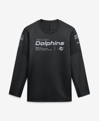 Men's Black Miami Dolphins 2026 Salute to Service Sideline Coaches Crewneck Therma-FIT Sweatshirt
