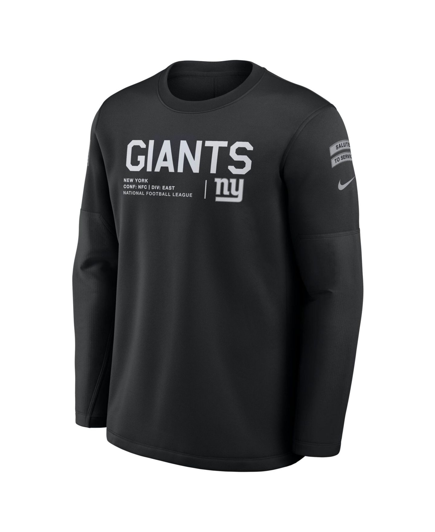 Мужская толстовка Nike Black New York Giants 2026 Salute to Service Sideline Coaches Crewneck Therma-FIT — фото 3