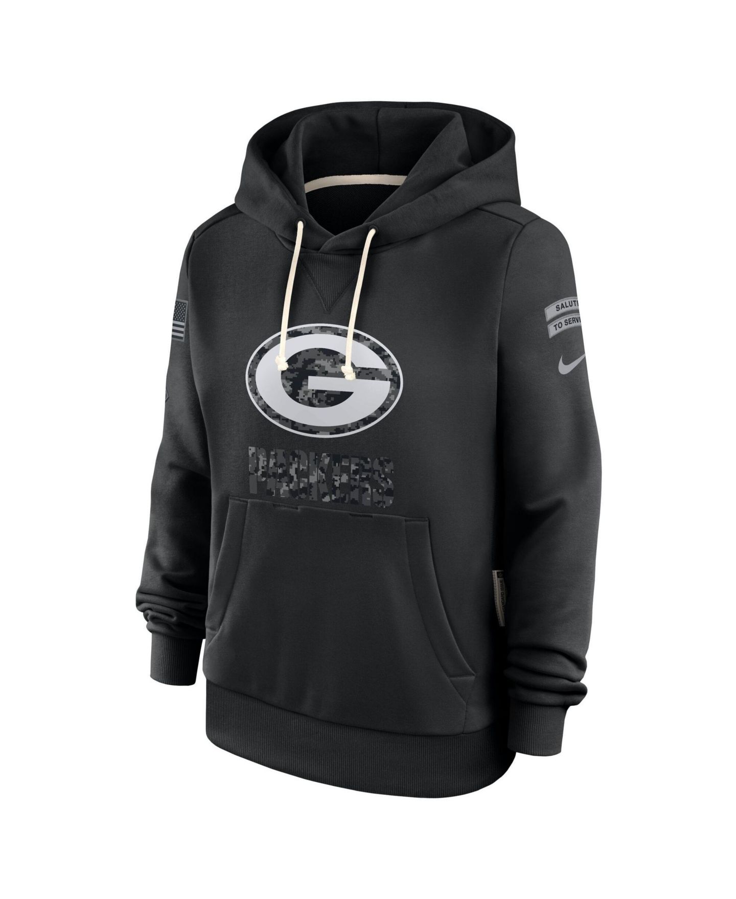 Женское худи Nike Black Green Bay Packers 2026 Salute to Service Sideline Dri-FIT Pullover — фото 3