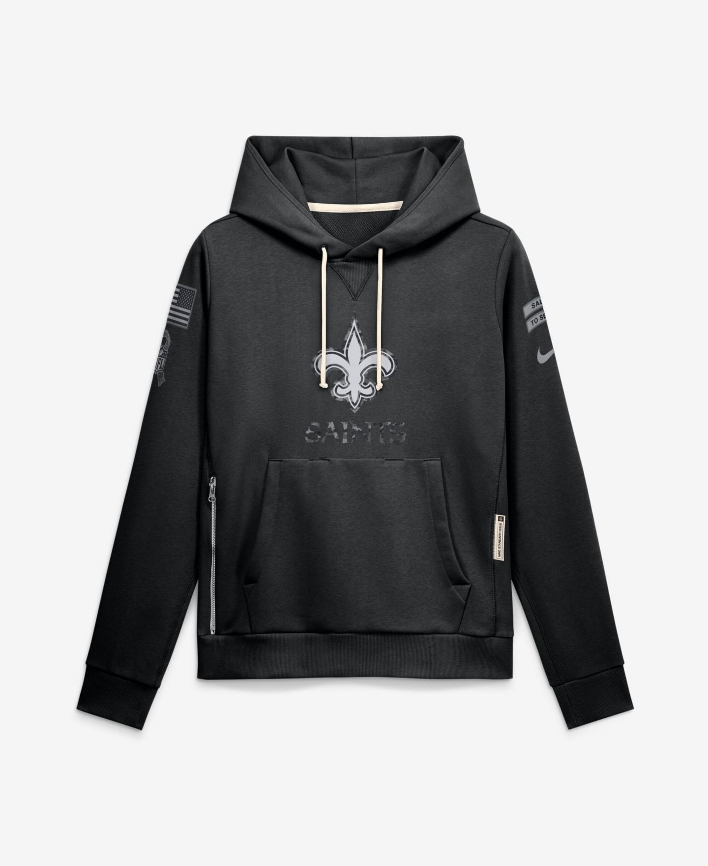 Женское худи Nike Black New Orleans Saints 2026 Salute to Service Sideline Dri-FIT Pullover — фото 1