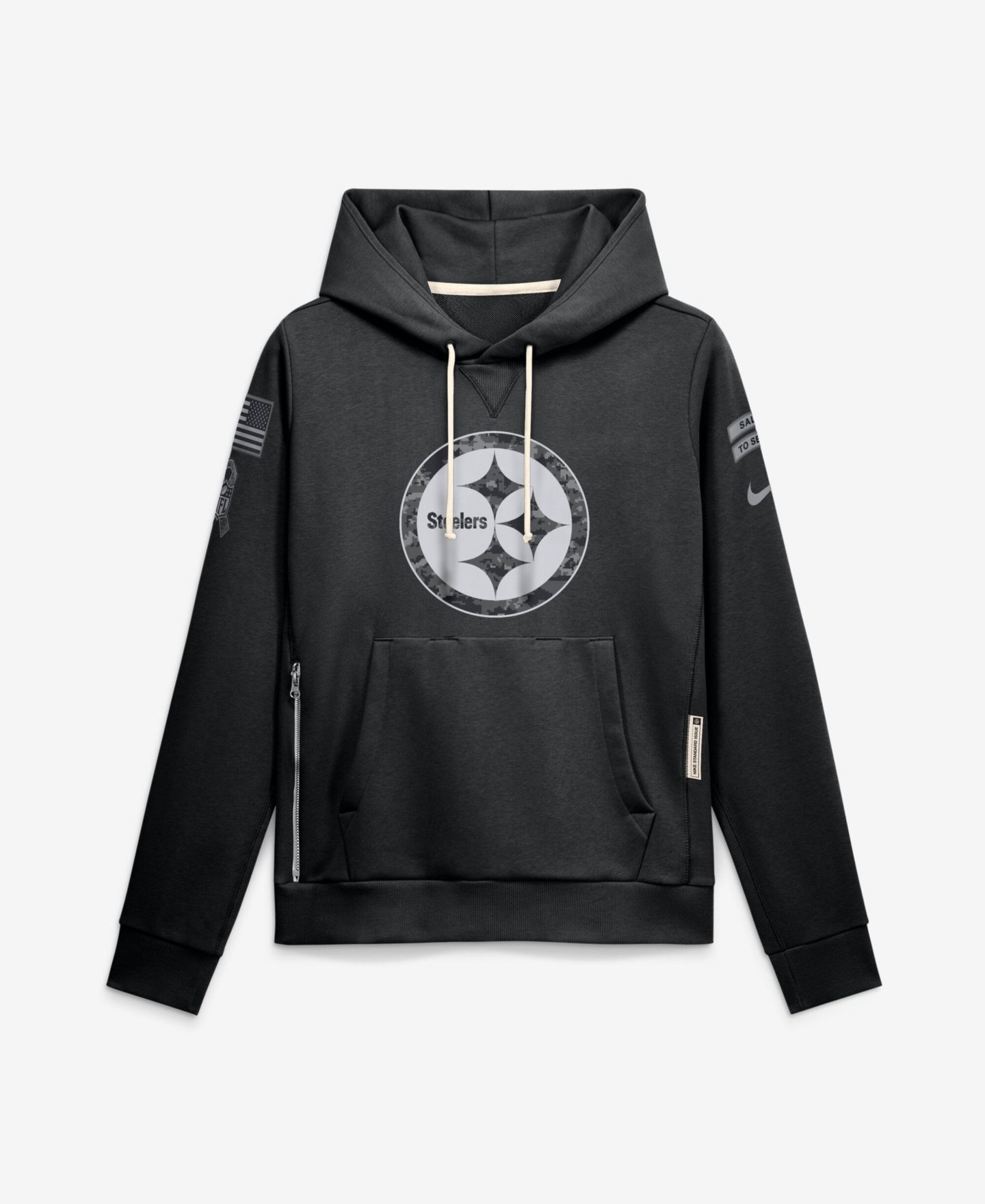 Женское худи Nike Black Pittsburgh Steelers 2026 Salute to Service Sideline Dri-FIT Pullover — фото 1
