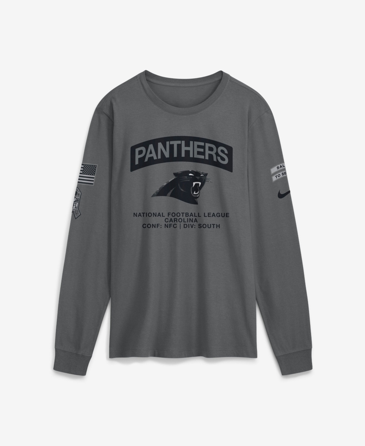 Nike Men's Gray Carolina Panthers 2026 Salute to Service Long Sleeve T-Shirt