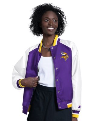Women's Purple/White Minnesota Vikings Raglan Blitz Full-Snap Varsity Jacket