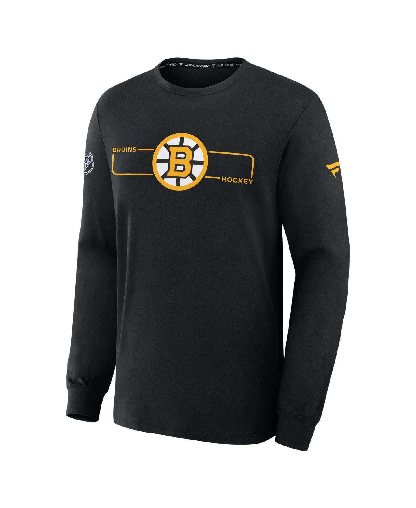 Мужская футболка Fanatics Black Boston Bruins Authentic Pro Primary Logo Long Sleeve — фото 3