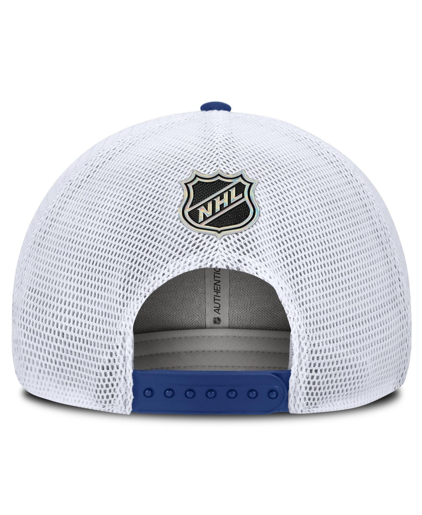 Мужская кепка Fanatics Blue Toronto Maple Leafs Authentic Pro Rink Boxed Logo Trucker Hat — фото 4