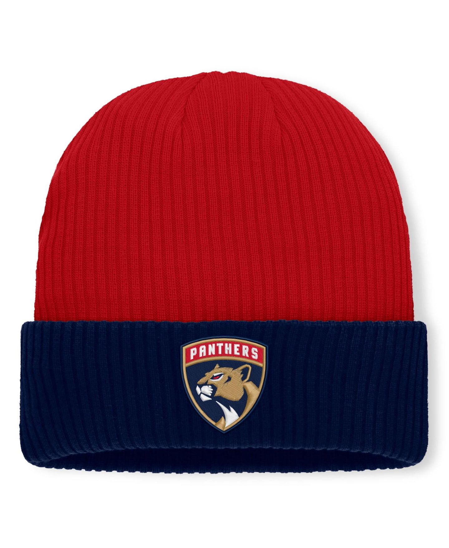 Мужская шапка Fanatics Red Florida Panthers Authentic Pro Rink Cuffed Knit Hat — фото 1