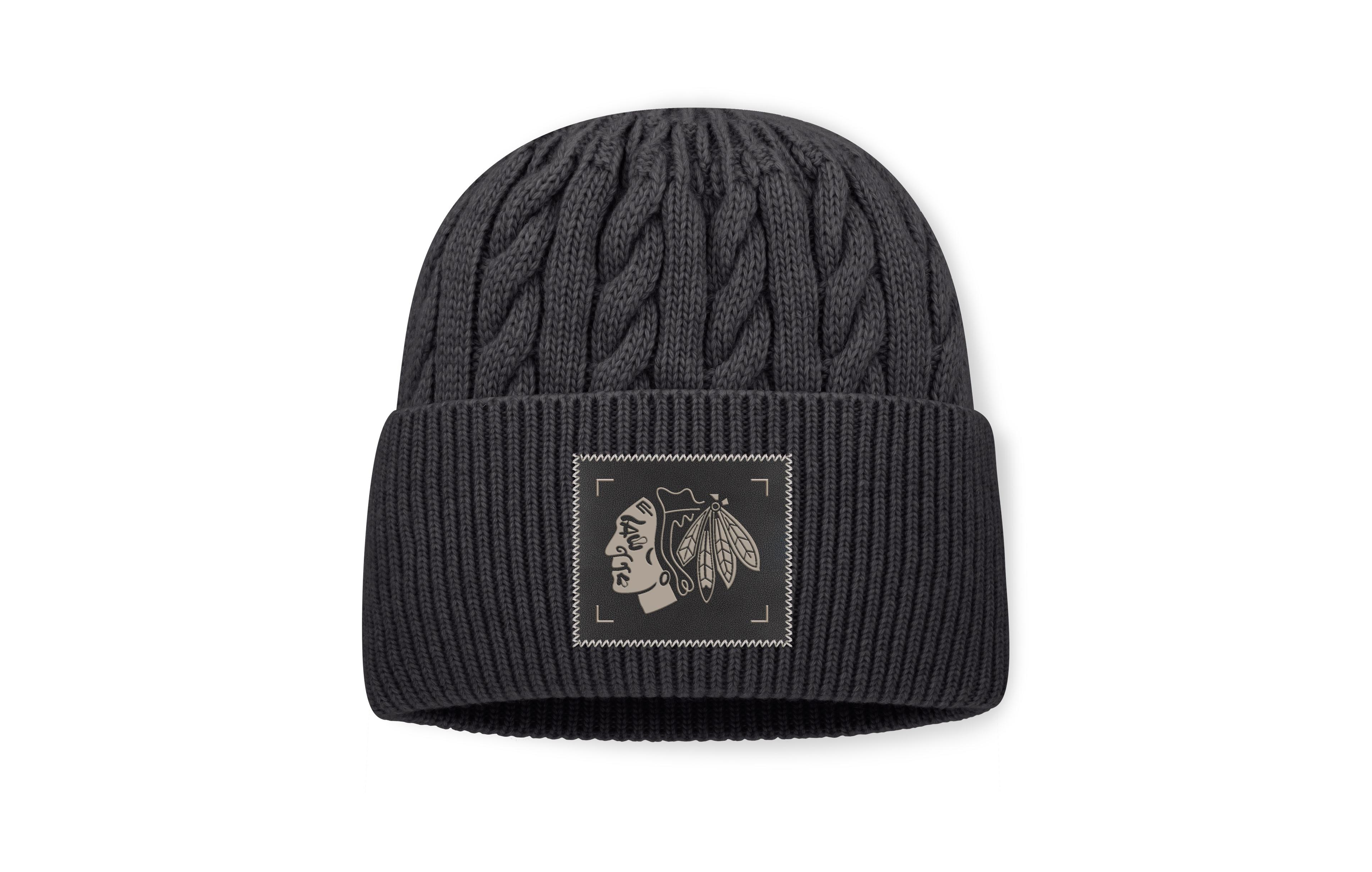 Fanatics Men's Charcoal Chicago Blackhawks Road Phantom Oversized Cuffed Knit Hat