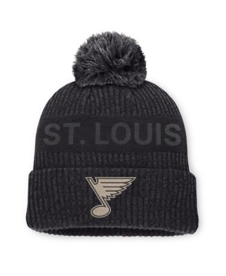 Men's Charcoal St. Louis Blues Road Phantom Cuffed Knit with Pom Hat