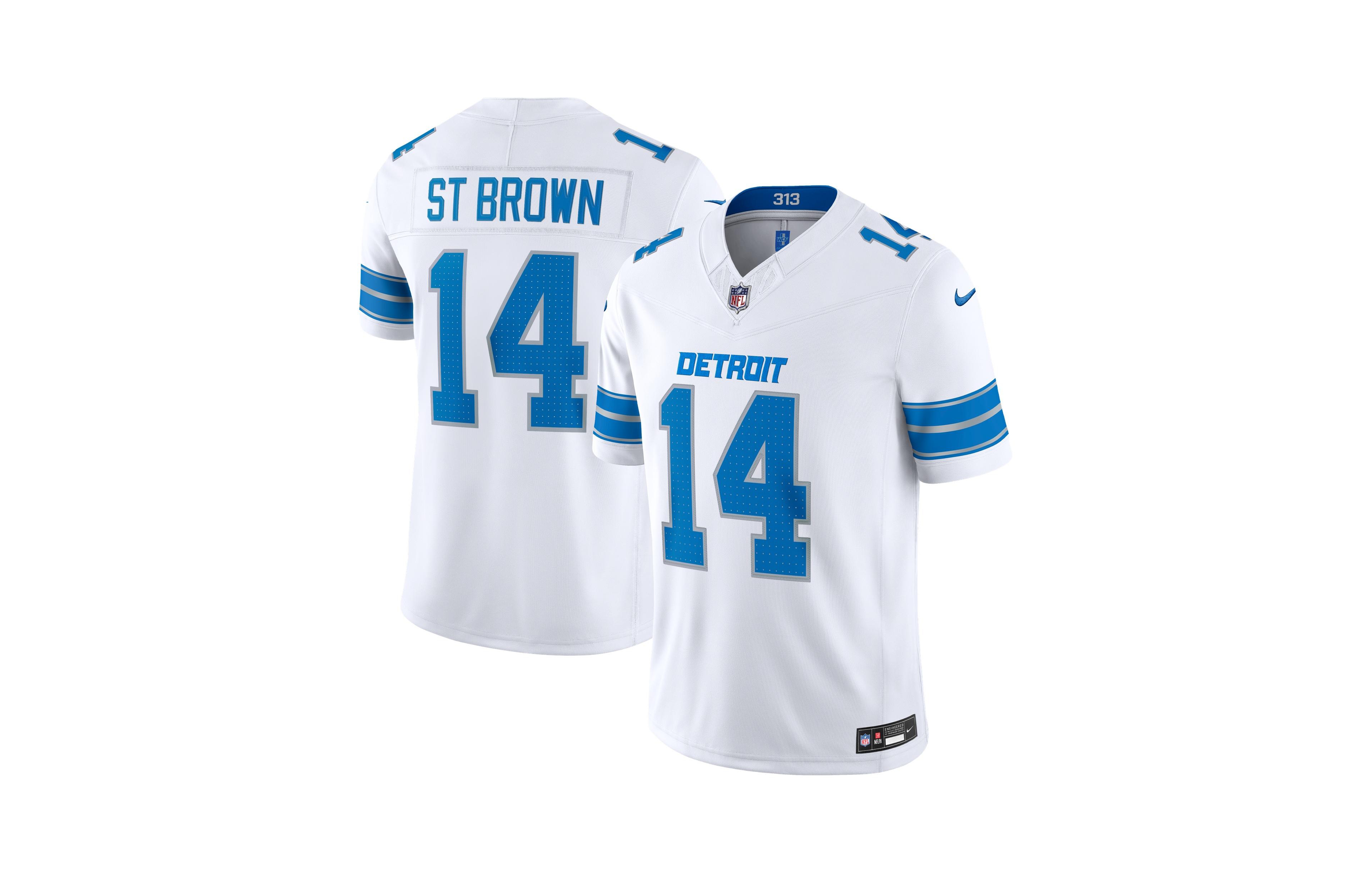 Nike Men's Amon-Ra St. Brown White Detroit Lions Vapor F.u.s.e. Stitched Limited Jersey