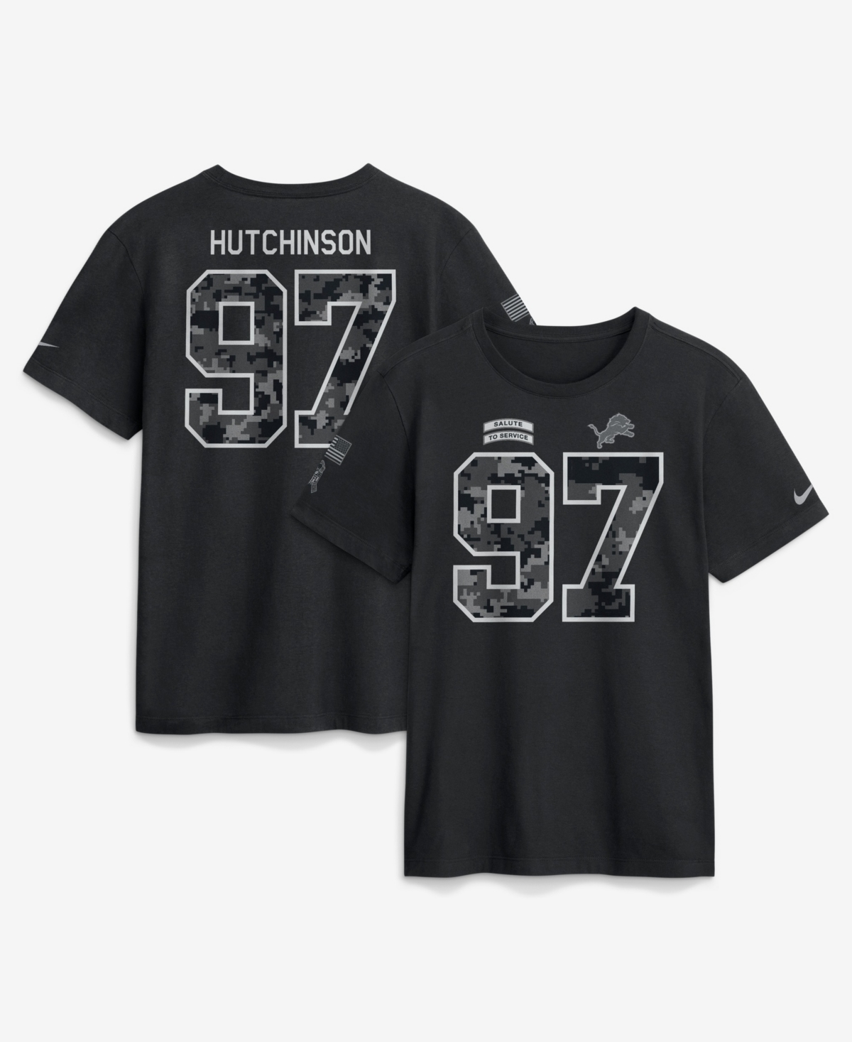 Nike Men's Aidan Hutchinson Black Detroit Lions 2026 Salute to Service Name & Number T-Shirt