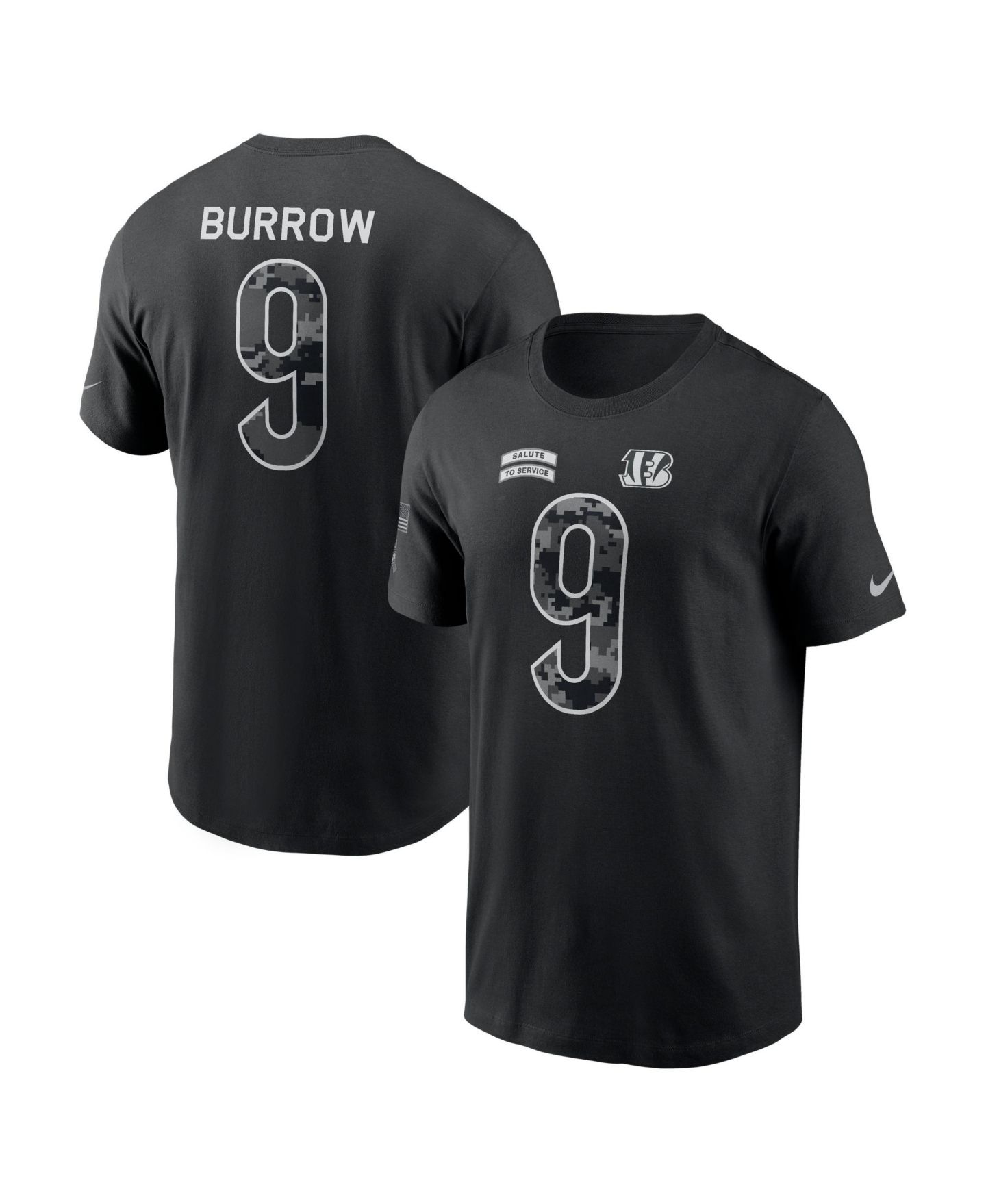 Мужская футболка Nike Joe Burrow Black Cincinnati Bengals 2026 Salute to Service Name & Number — фото 4