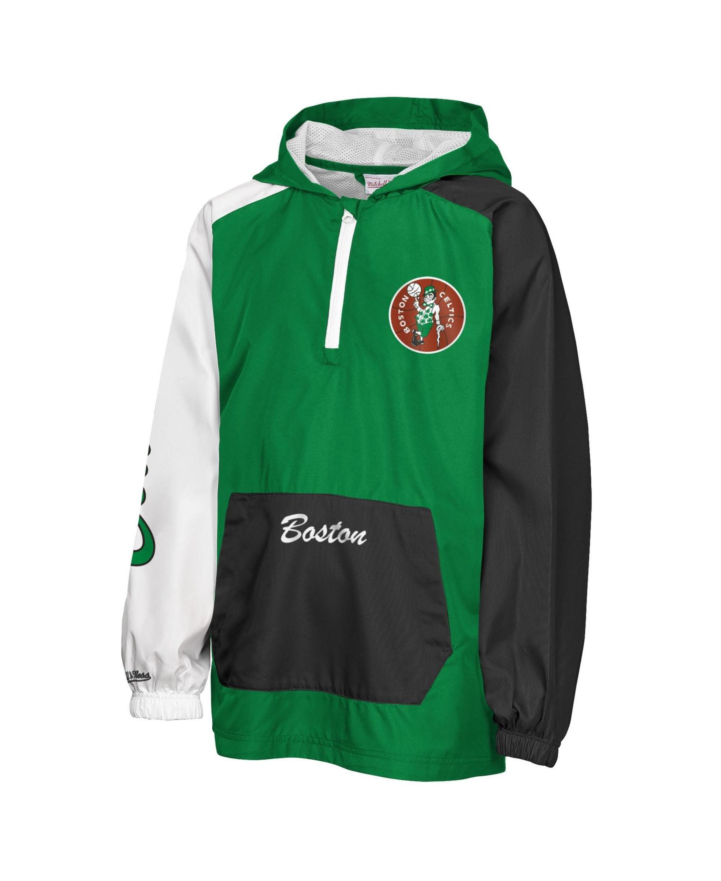 Детская куртка Mitchell & Ness Kelly Green Boston Celtics Playoff Anorak Quarter-Zip Windbreaker — фото 2
