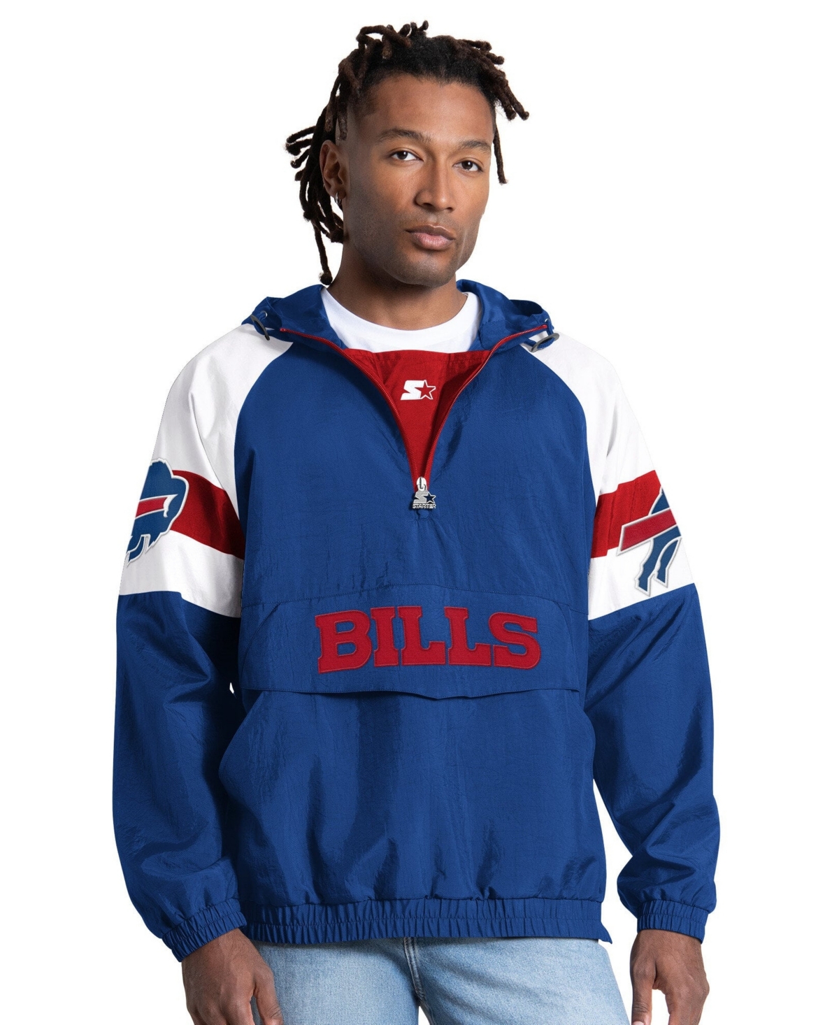 Starter Men's Royal Buffalo Bills Street Cut Half-Zip Jacket