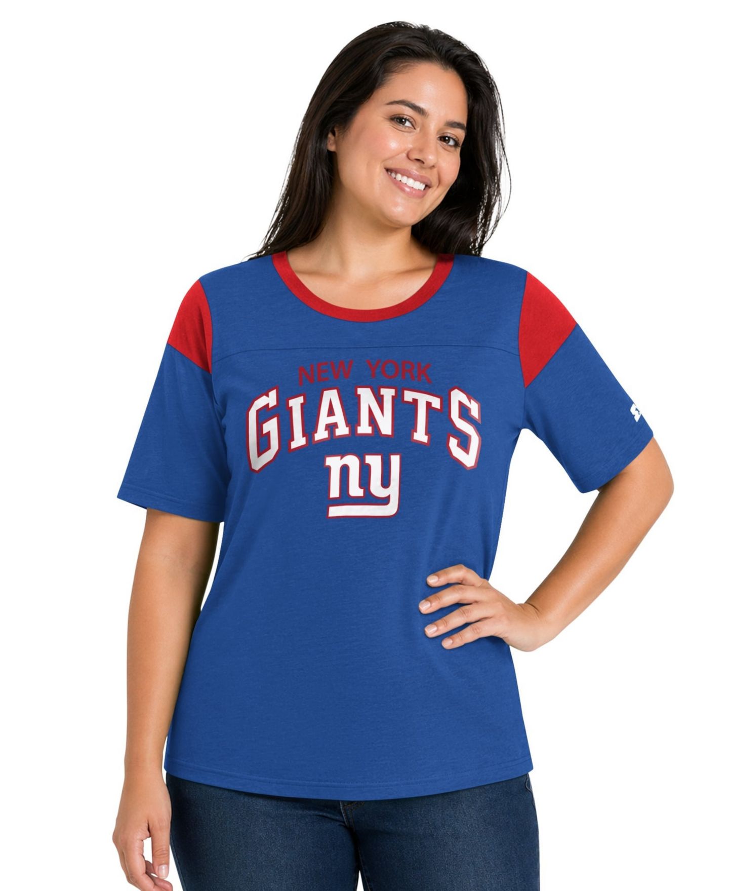 Женская футболка Starter Royal New York Giants Plus Size Linebacker Slub — фото 1