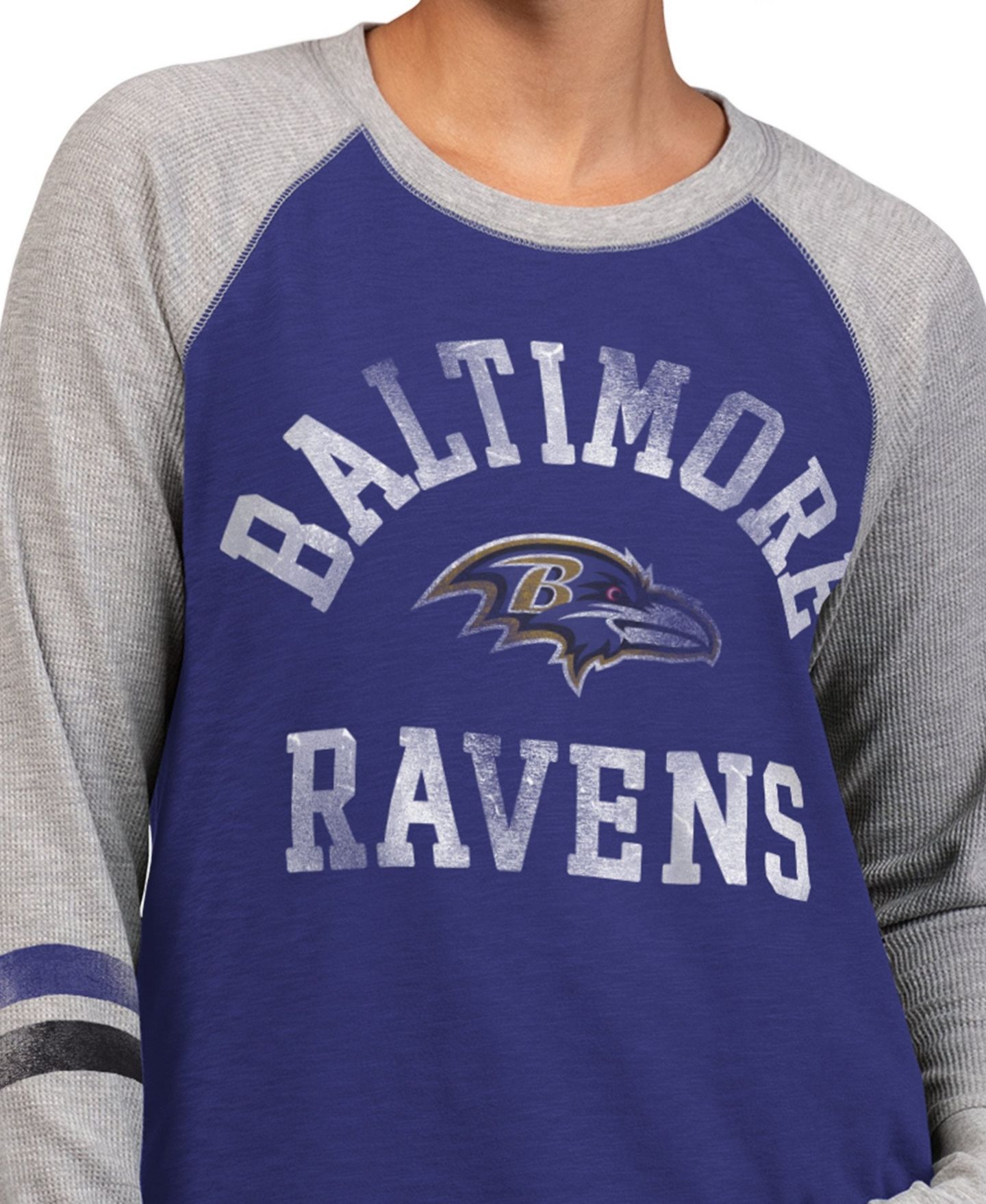 Женская футболка Starter Purple/Gray Baltimore Ravens Waffle-Knit Raglan Long Sleeve — фото 3