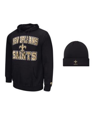 Men's Black New Orleans Saints Hoodie and Cuffed Knit Hat Combo Pack