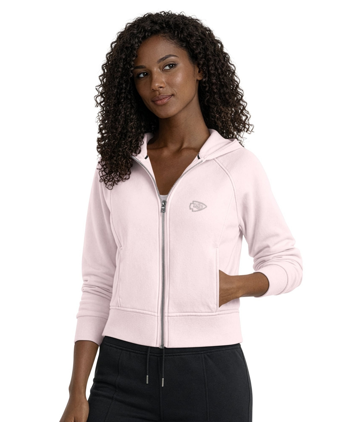 Starter Women's Pink Kansas City Chiefs Cropped Pastels Full-Zip Hoodie