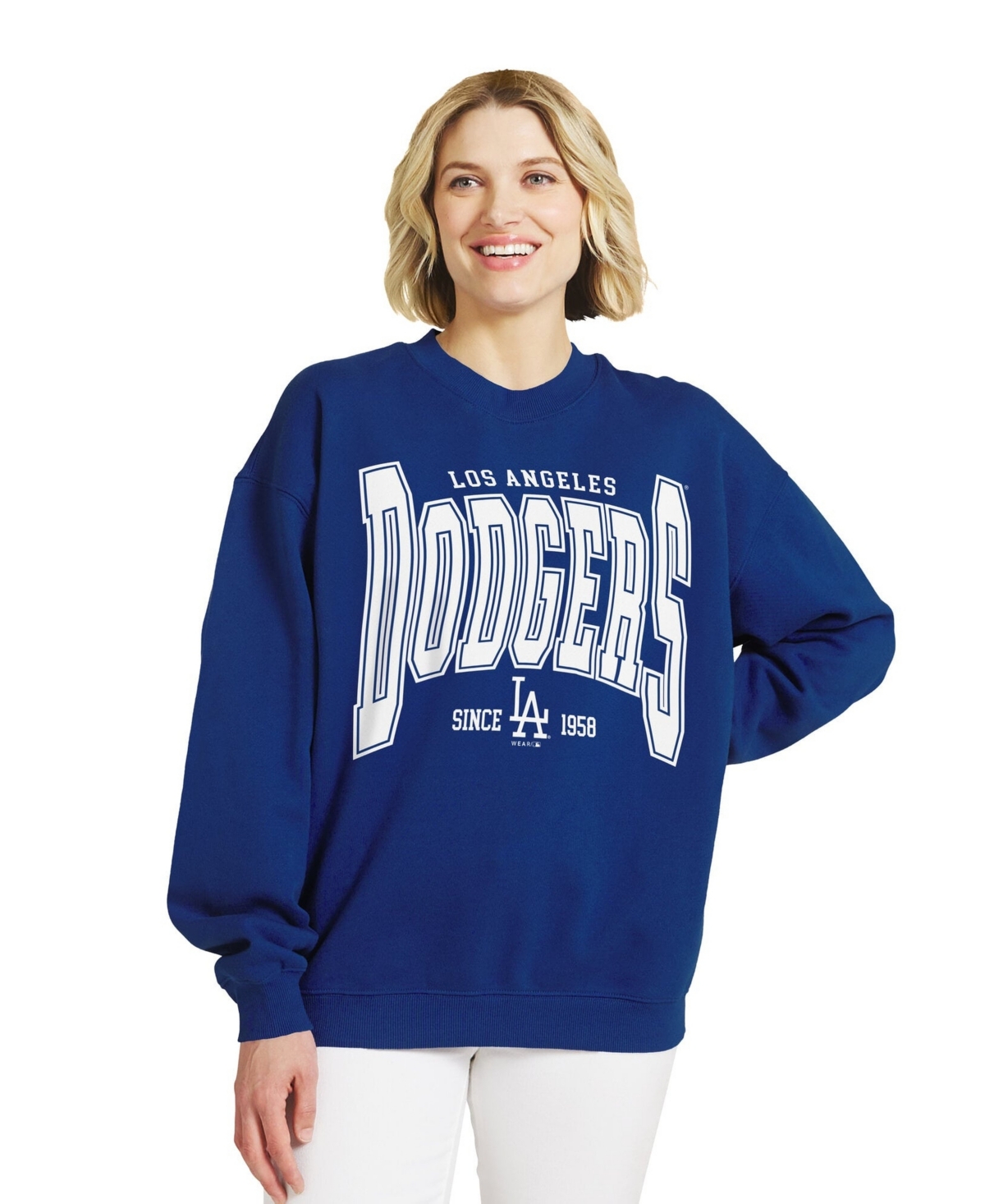 Wear by Erin Andrews Women's Royal Los Angeles Dodgers Oversized Team Fleece Sweatshirt