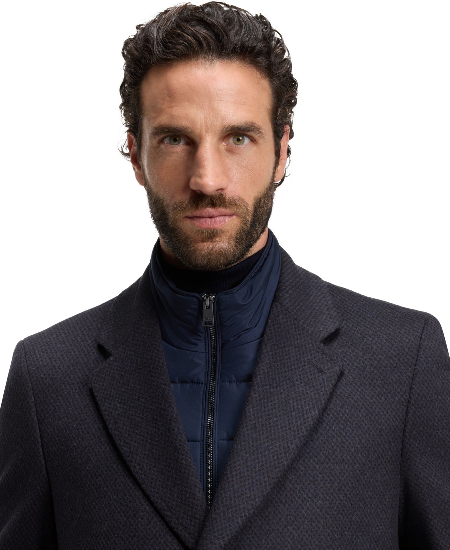 Мужское пальто Hugo Boss BOSS by Wool-Cashmere Slim-Fit, цвет: Тёмный синий — фото 5