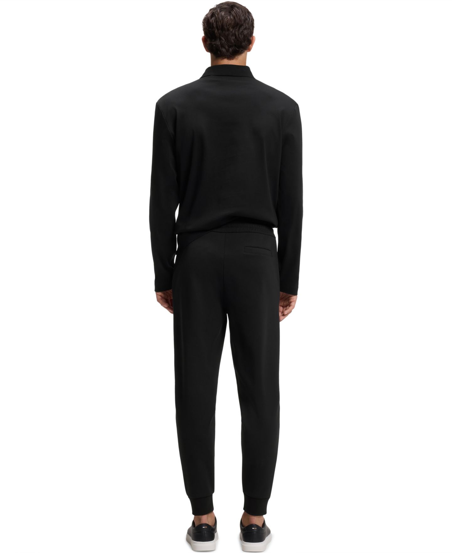 Мужские брюки Hugo Boss Cotton-Blend Monogram Badge Tracksuit Bottoms, цвет: Чёрный — фото 3