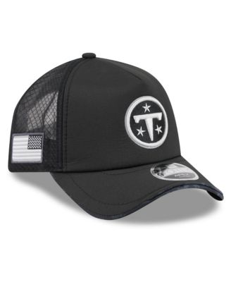 Men's Black Tennessee Titans 2026 Salute To Service Apex 9FORTY Adjustable Trucker Hat