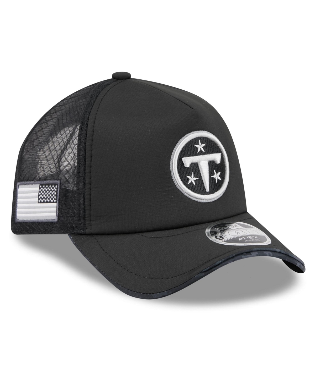 New Era Men's Black Tennessee Titans 2026 Salute To Service Apex 9FORTY Adjustable Trucker Hat - Black