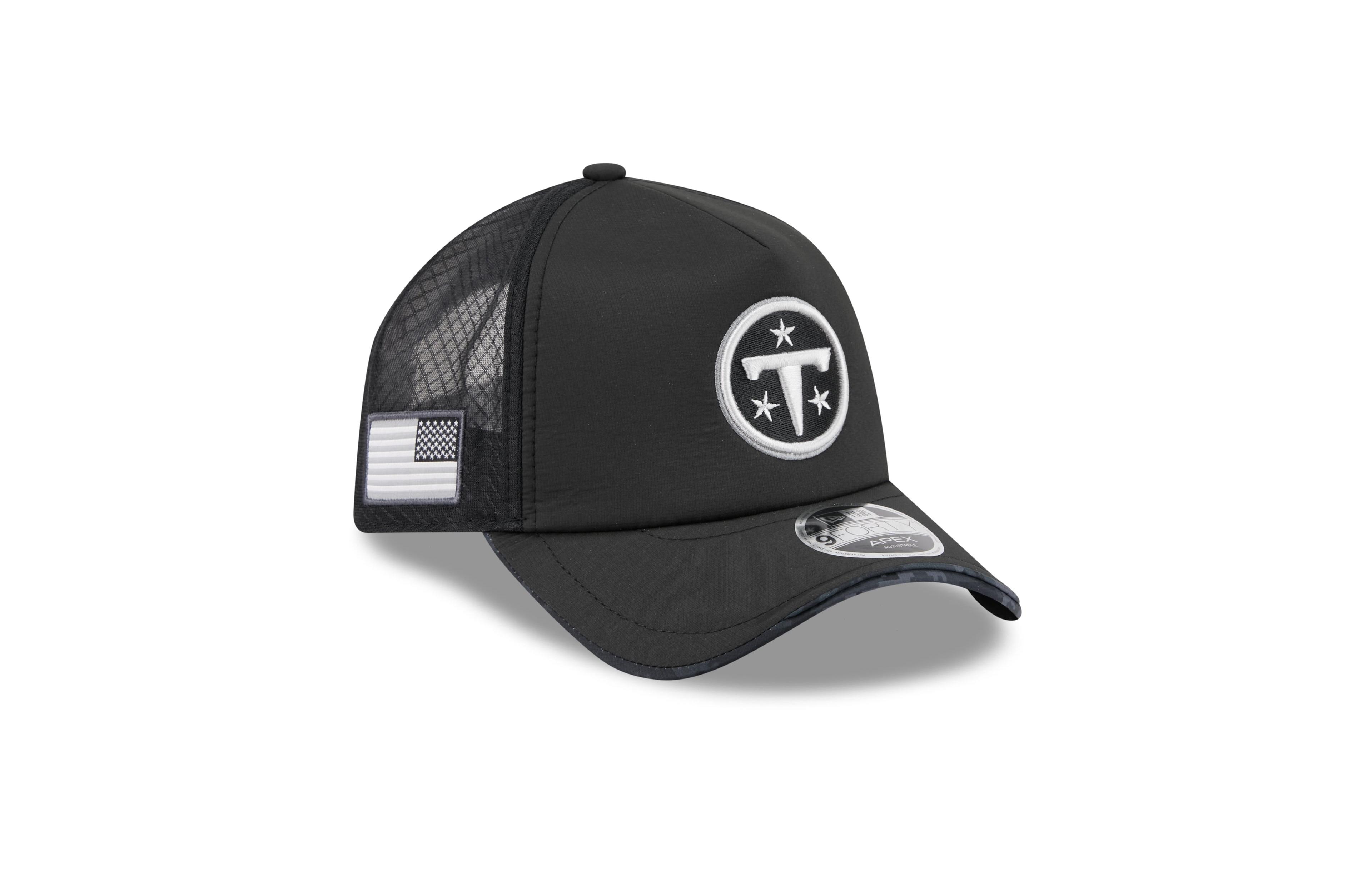New Era Men's Black Tennessee Titans 2026 Salute To Service Apex 9FORTY Adjustable Trucker Hat