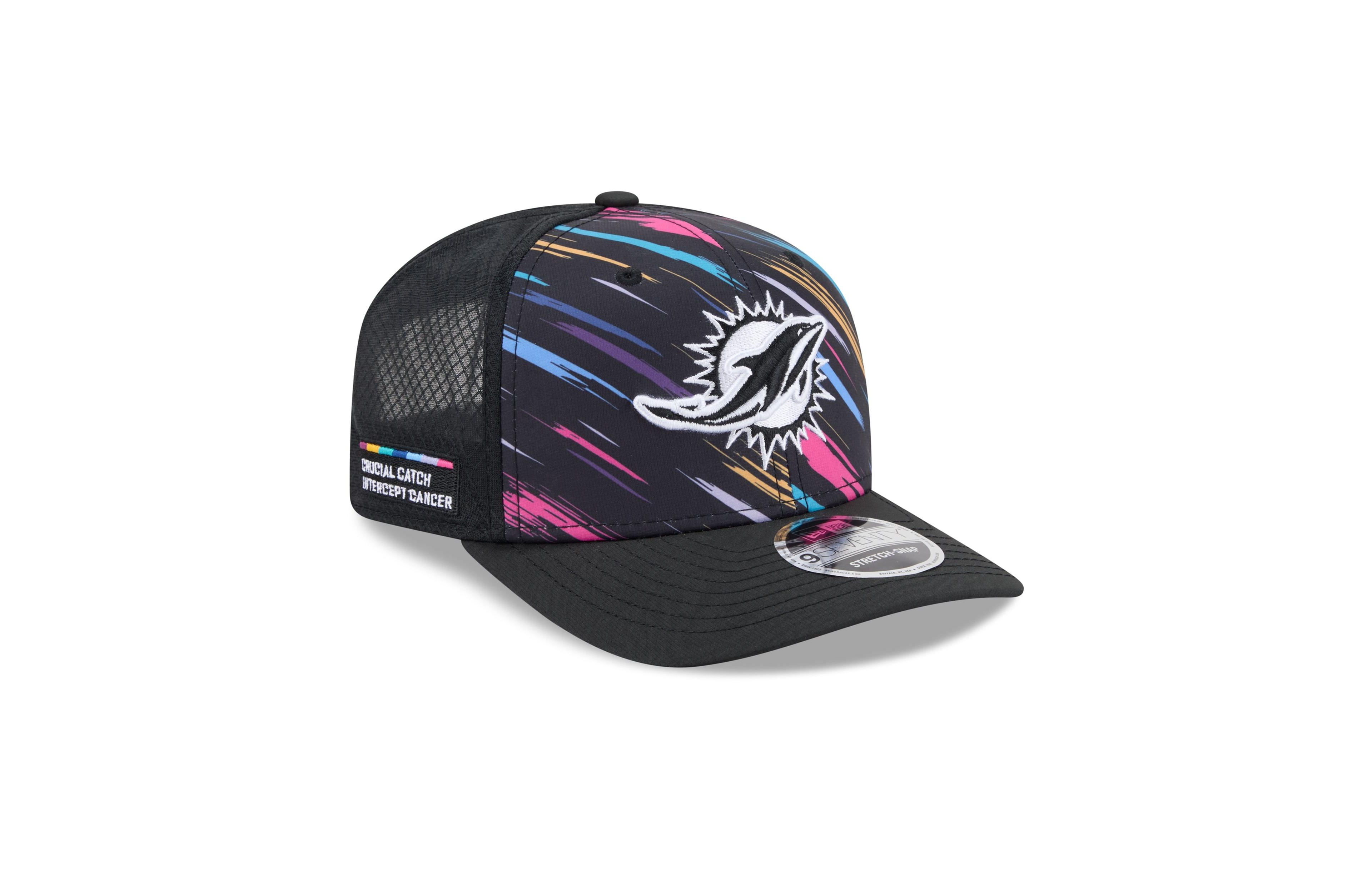 New Era Big Boys' and Girls' Black Miami Dolphins 2026 Nfl Crucial Catch 9SEVENTY Adjustable Trucker Hat