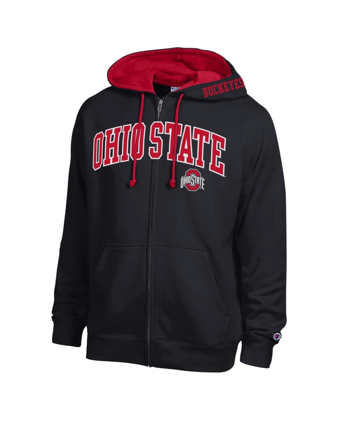 Champion Men's Black Ohio State Buckeyes Arch Logo Full-Zip Fleece Hoodie