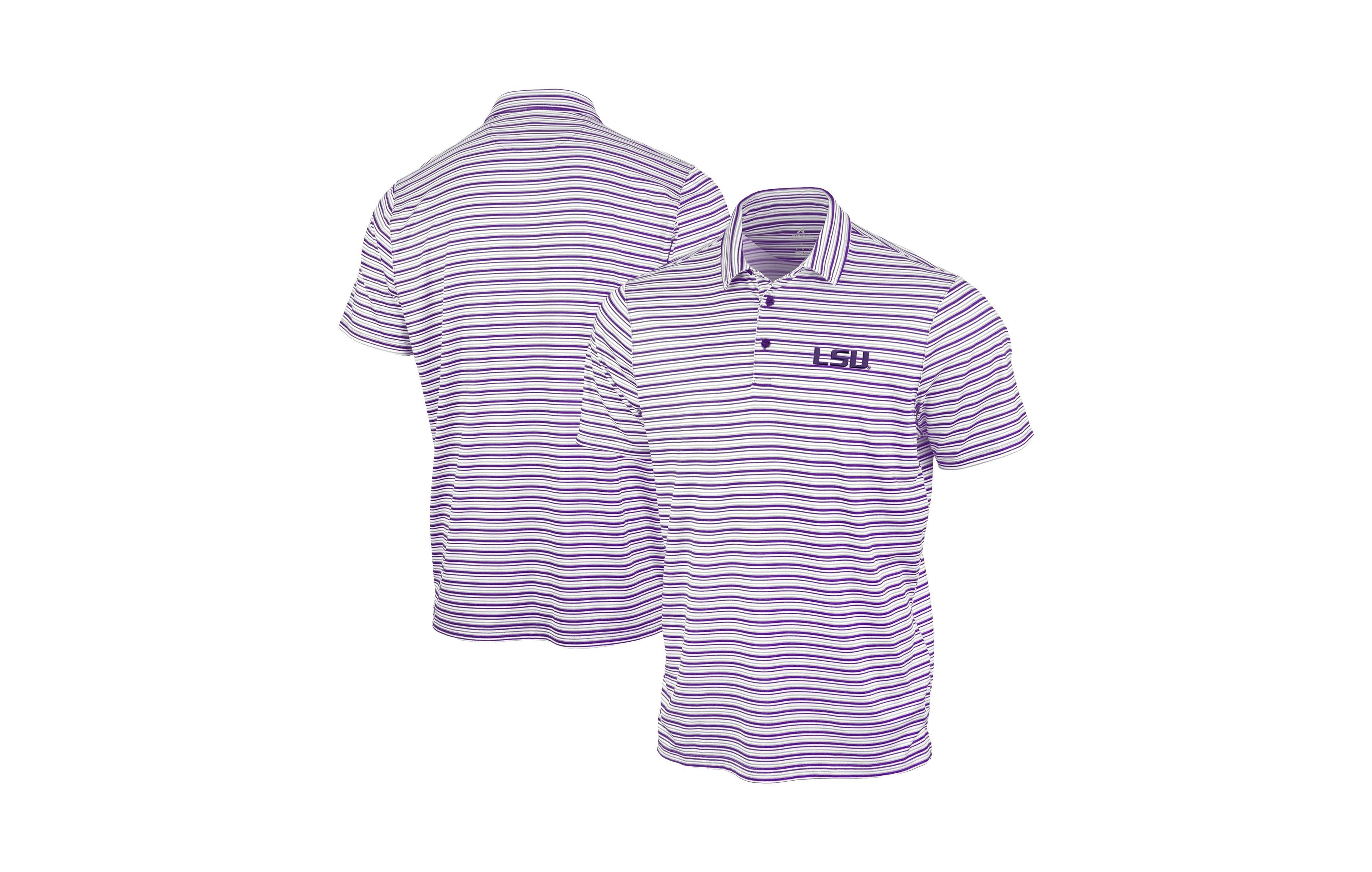 Antigua Men's Purple Lsu Tigers Space Stripe Polo Shirt